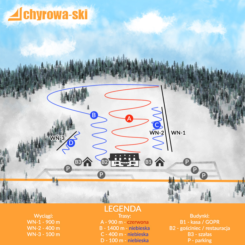 Chyrowa ski plan tras narciarskich