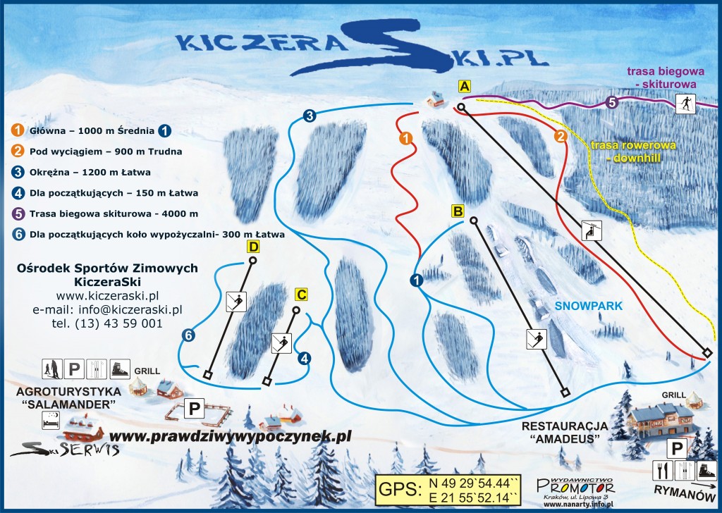 plan tras kiczera ski w beskidzie niskim